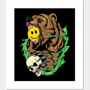 Bear Skull and Smiley Face Posters and Art